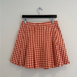Free People - Checkered Gingham Skirt - Orange - Size 8